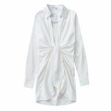 Lovemi - Sexy Hemdkleid für Damen mit tiefem V-Ausschnitt, Sommer-/Strandkleid im Boho-Stil, Minikleid, elegantes Bandage-Kleid mit Rüschen