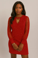 Langärmliges Kleid mit V-Ausschnitt Frühling und Herbst Neuer Stil Spitze Spleißen Kleid Für Damen Kleidung