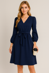 Herbst und Winter Europäische und Amerikanische Damenbekleidung Langärmliges Kleines V-Ausschnitt Spitzenkleid