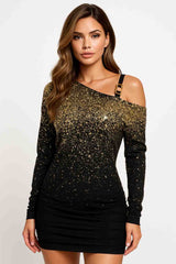 Gold-to-Black Ombre Glitter Mini Dress