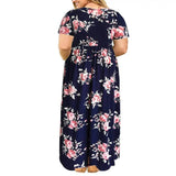 Lovemi - Große Größen Kleid Damen Sommer Große Größen Kurzarm Druck Verschleißfestes Langes Kleid Übergröße Fat MM Damen Kleidung Maxikleid