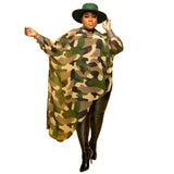 Lovemi - Übergrößen-Oberteile L-4XL Großhandel Langarmshirts für Frauen Camouflage Lockere Beiläufige Unregelmäßige Saum Polyester Blusen Dropshipping