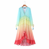 Lovemi - Mehrfarbiges Sommerkleid mit Farbverlauf - Ein romantisches Boho-Strandvergnügen
