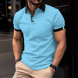 Men's Casual Button Solid Color Short Sleeves