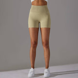 Lovemi - Nahtlose, enge, bauchbetonende, hüftbetonende Yoga-Shorts mit hoher Elastizität