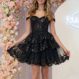 Sparkle Black Off-Shoulder Dress