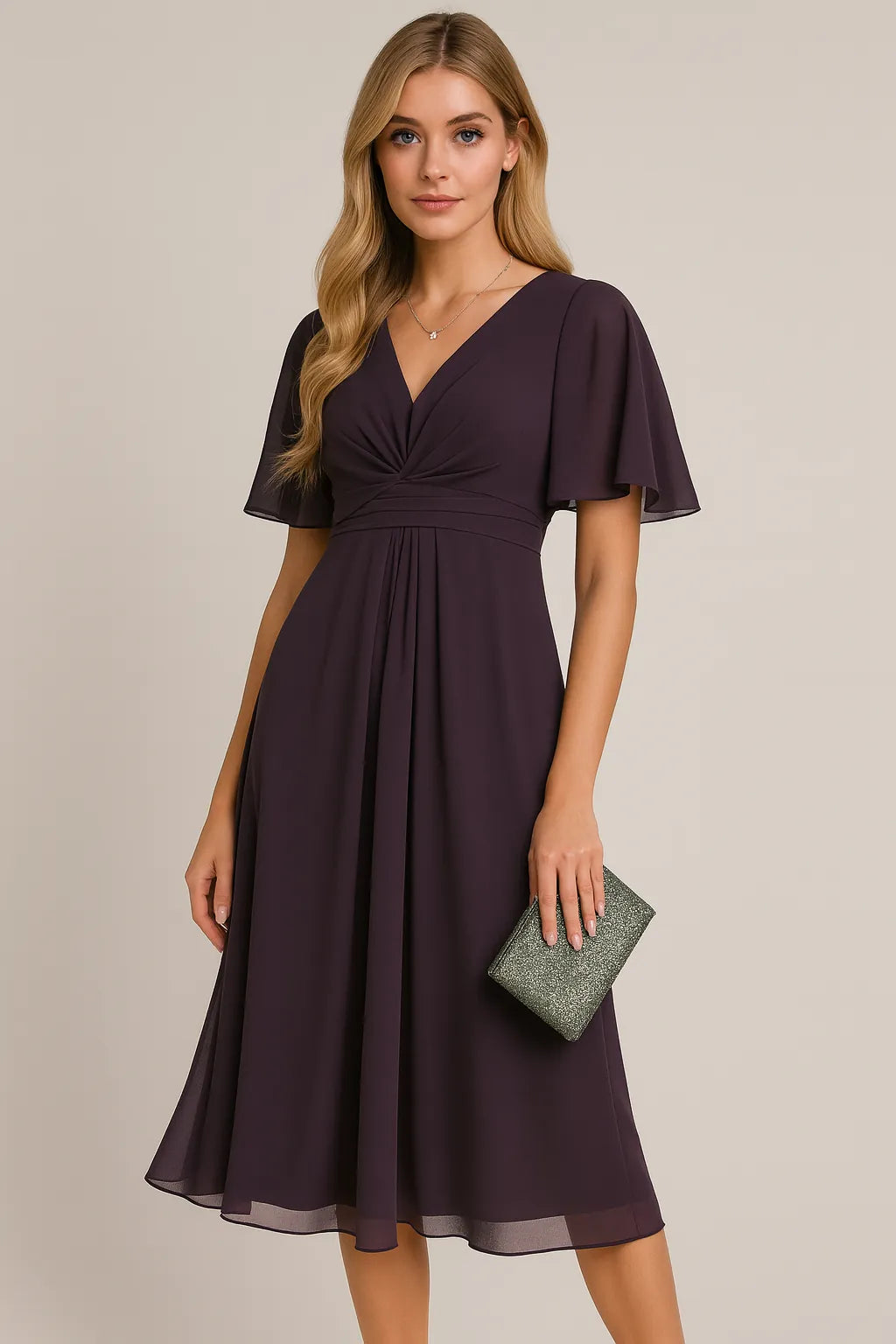 Mode Solide Farbe und V-Ausschnitt Taille Trimmen Casual Groß