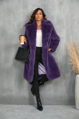 Chic Plush Fur Coat with Suit Collar