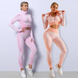Lovemi -  3PCS Yoga Set Seamless Sport Set Women Gym Clothing Leggings Women Crop Top Sports Bra Women Fitness Gym Set Womens Outfits Tracksuit