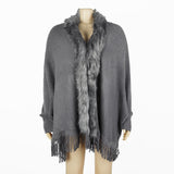 Faux Fur Trim Fringe Cardigan