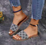 Lovemi -  Summer Flower Print Flat Sandals For Women Non-slip Slides Slippers Vacation Casual Beach Shoes