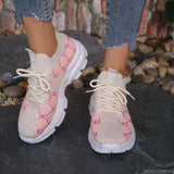 Lovemi - Atmungsaktive Canvas-Sneakers für Damen aus Netzstoff mit Schnürung, flache Schuhe, modisch, lässig, leicht, Laufsportschuhe