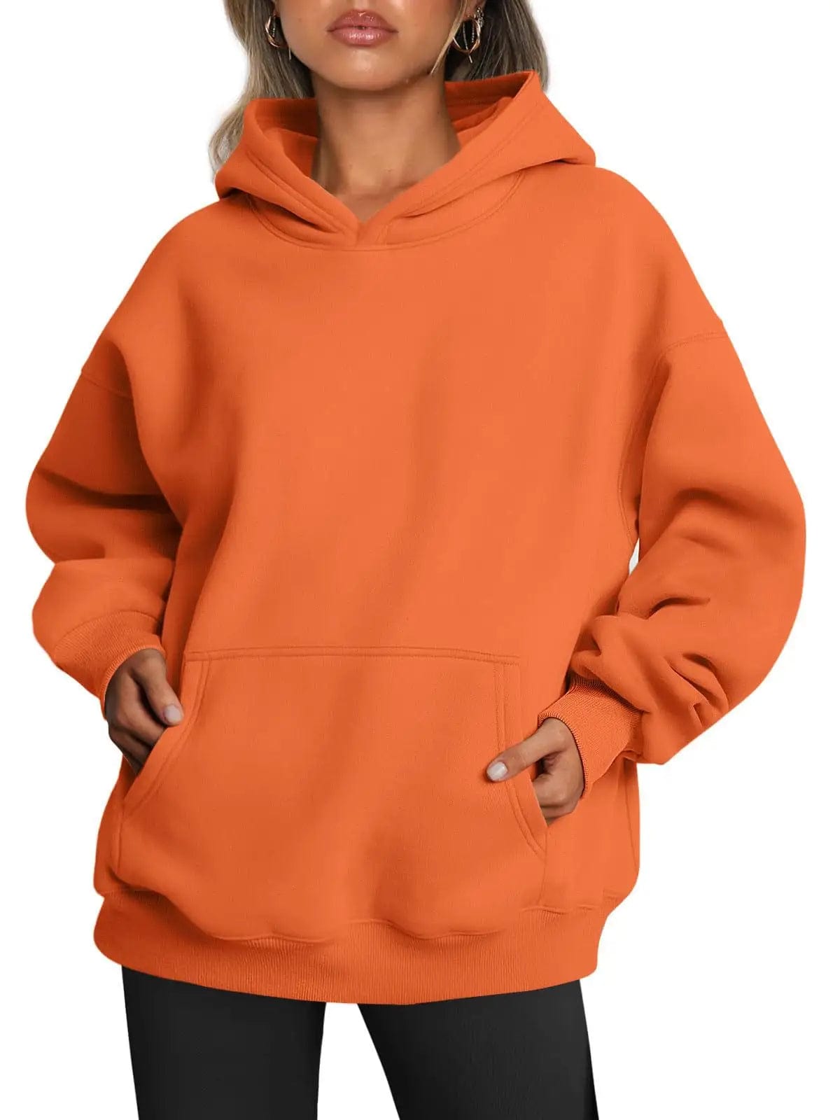 Cheky Orange / S Womens Loose Sweatshirts With Pocket Long Sleeve Pullover Hoodies Sweaters Winter Fall Outfits Sports Clothes