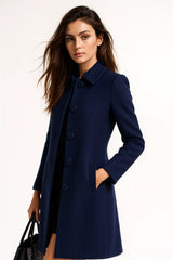 Women’s black wool coat – elegant long tailored winter outerwear