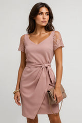 Frauen Elegante Spitze Halbe Ärmel