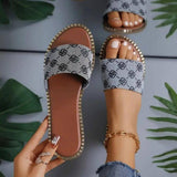 Lovemi -  Summer Flower Print Flat Sandals For Women Non-slip Slides Slippers Vacation Casual Beach Shoes