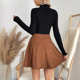 Suede-Look A-Line Mini Skirt