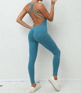 Lovemi - Yoga-Overall mit gekreuzten Trägern auf der Rückseite, schnelltrocknende, eng anliegende Laufsport-Fitnesshose, modische nahtlose Leggings für Damenbekleidung
