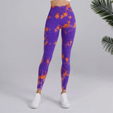 Lovemi - Yogahose mit Batikmuster, modische, nahtlose, hoch taillierte, hüfthebende Hose, Sport-, Lauf- und Fitnesshose für Damenbekleidung