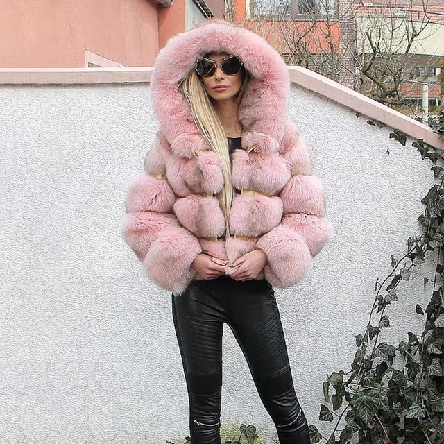 Chic Minimalist Patchwork Fur Jacket