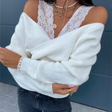Off-Shoulder Lace Trim Blouse