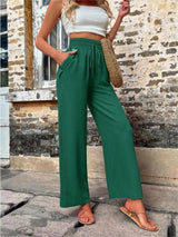 Lovemi - Freizeithose mit Taschen, elastischer Kordelzug, hohe Taille, lockere Hose für Damen