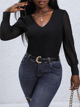 Perfee V-Neck Long Sleeve Bodysuit-5