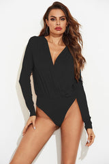 Surplice Long Sleeve Bodysuit-2