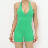 Lovemi - Yogahose Neckholder-Overall Beauty Back Shorts Hochelastischer Einteiler Fitness für Damenbekleidung
