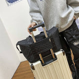 Lovemi - Faltbare Reisetasche mit Rauten-Nähdesign, Fitness-Handtasche mit großem Fassungsvermögen, tragbare, vielseitige Schultertasche, erweiterbarer Organizer