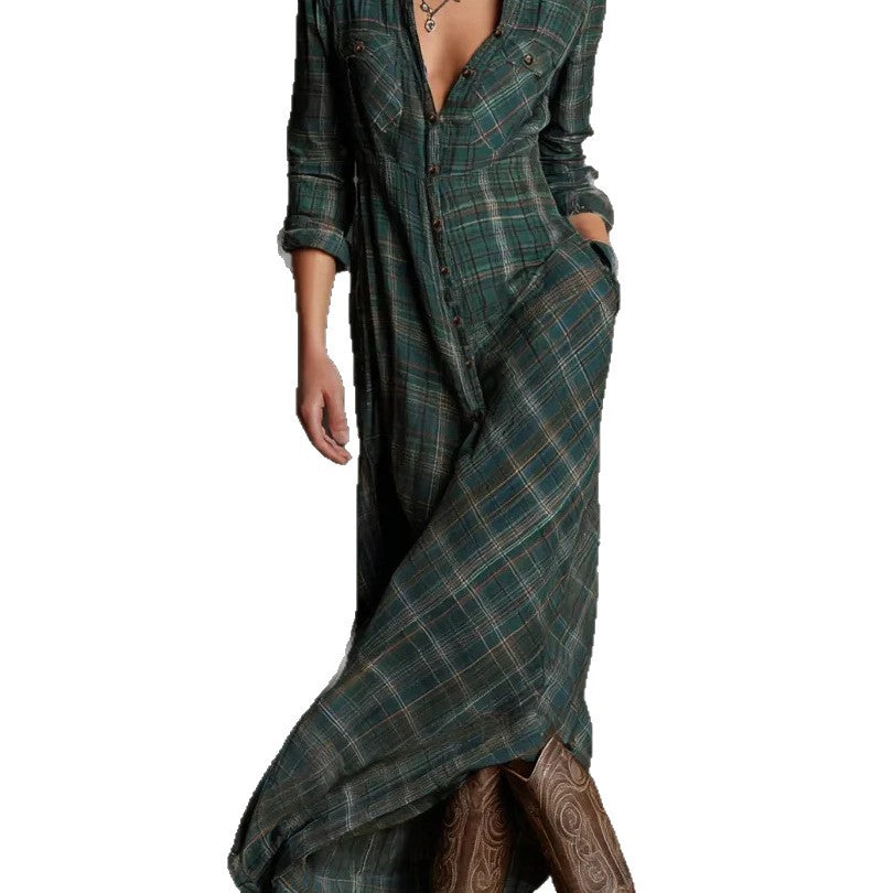 Effortless Plaid Long Sleeve Dress