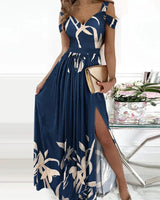 LOVEMI  0 Navy blue / S Long Floor Length Elegant Greek Style Chiffon Pleated Dress