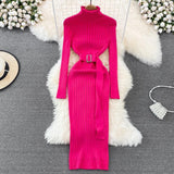 LOVEMI  0 Rose Red / One size Elastic Tight-fitting Knitted Buttock Dress