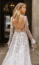 LOVEMI  0 Wedding Dress Sexy Lace Long Sleeve Dress Evening Dress