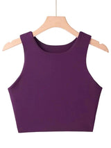 Summer Fashion Women Slim Tops O-neck Sleeveless-Dark purple-7