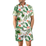 2Pcs Printed Beach Shirt Summer Suit Loose Lapel Button Top DCS07DXCS7 / 3XL-DCS07DXCS5-2