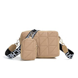 2Pcs Rhombus Shoulder Bag With Wallet Letter Print Wide-Apricot-8