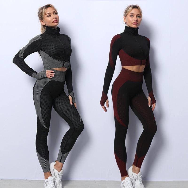 3PCS Yoga Set Seamless Sport Set Women Gym Clothing Leggings-4