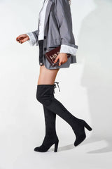 Autumn And Winter Black Over-The-Knee Boots Pointed Suede