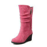 Autumn And Winter Mid-tube Boots Women-Pink-6