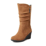 Autumn And Winter Mid-tube Boots Women-Camel-7