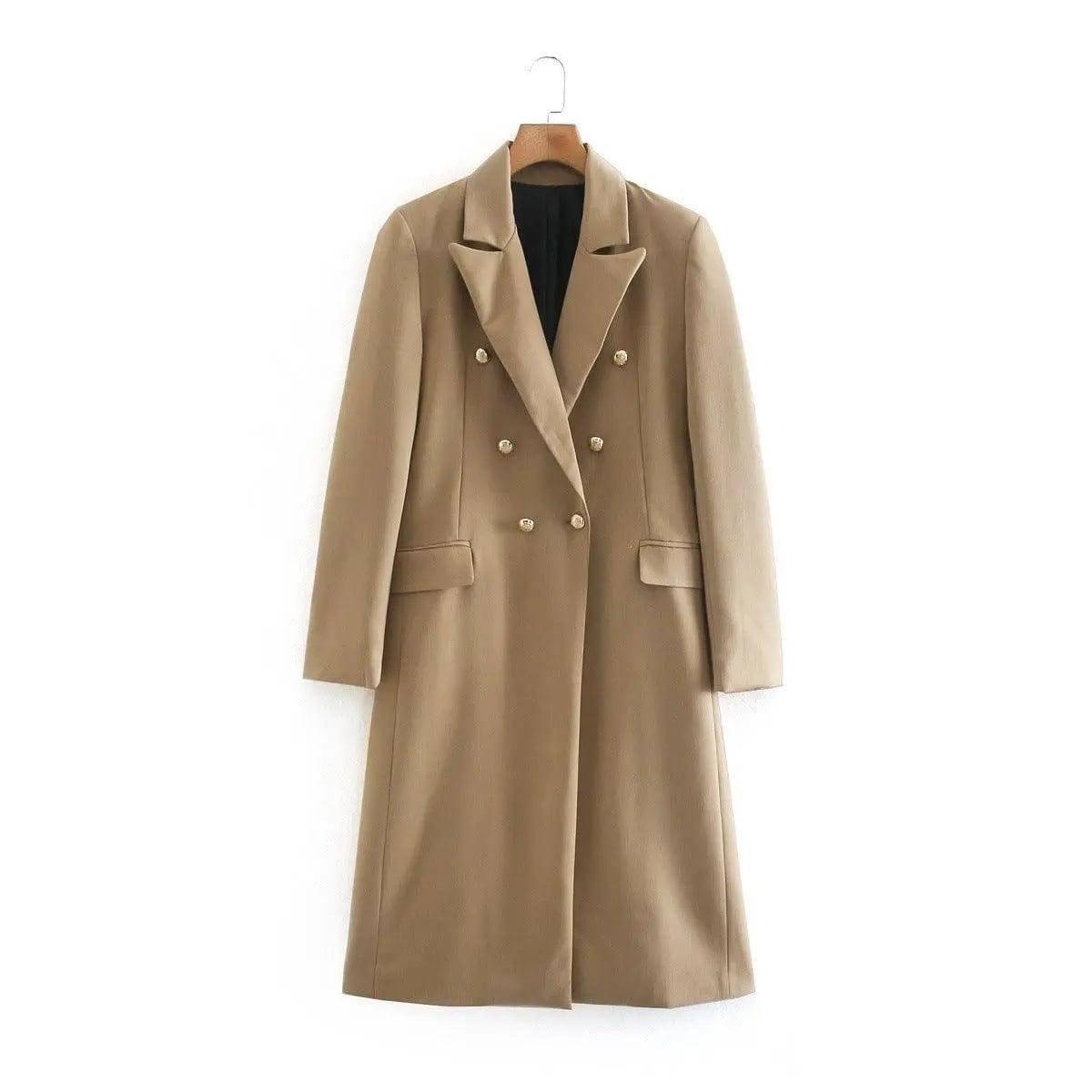 Autumn And Winter Women'S Double-Breasted Woolen Coat-picture color-4