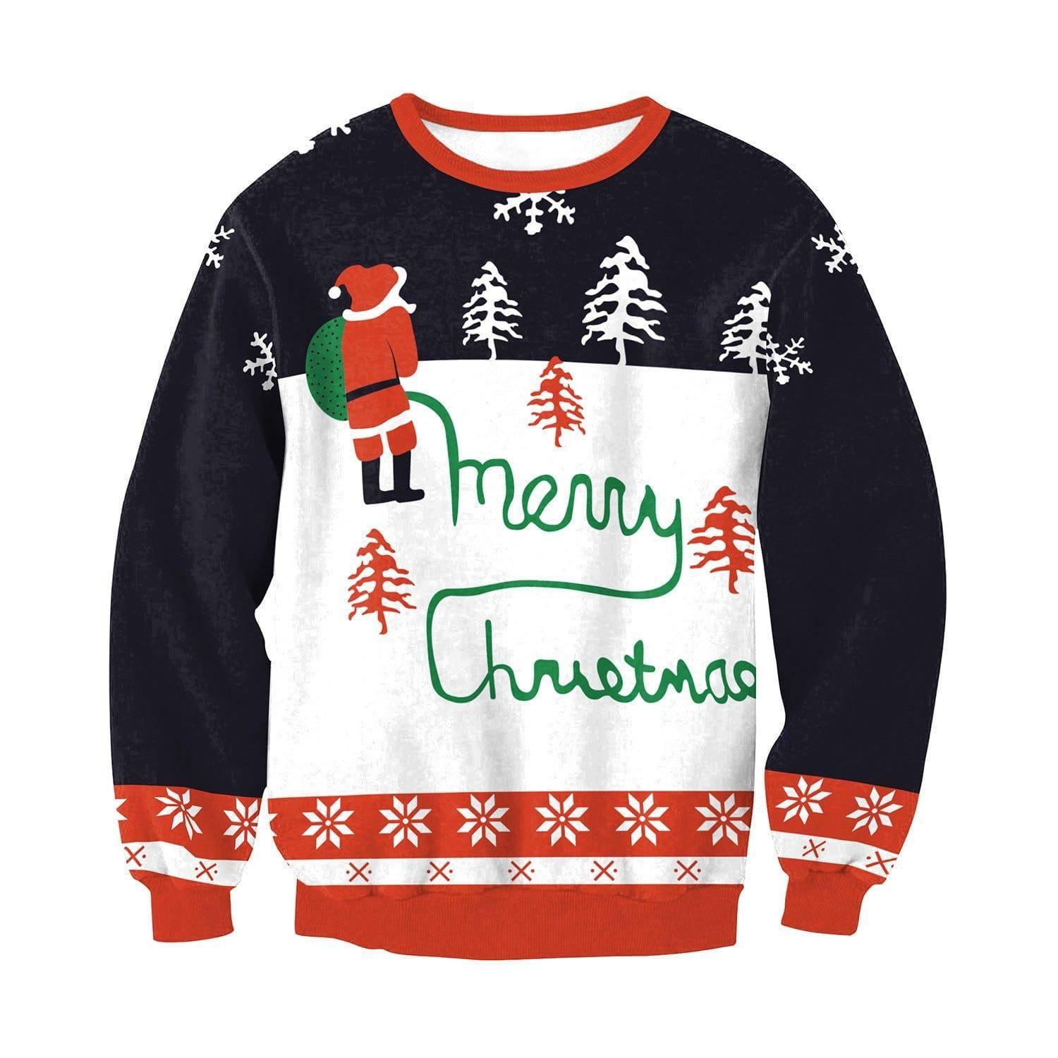 Autumn Winter Fashion Ugly Christmas Sweater Santa Elf Funny-O-19