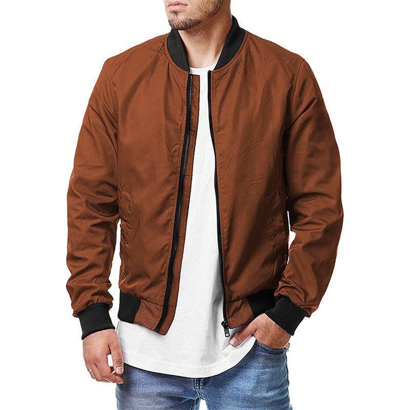 Baseball Suit Jacket Large Size Men's Coat-Caramel color-4