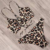 Bikini One Piece Bikini leopard cut out bandage one piece-3style-6