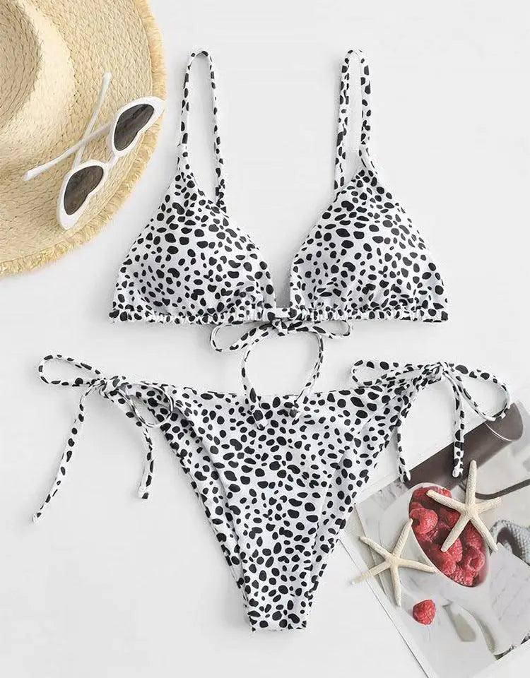 Bikini Split Swimsuit Double-Sided Leopard Snakeskin Print-3