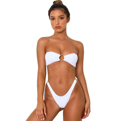 bikini with back buckle-White-6