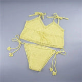 LOVEMI  Bikinis Yellow Lovemi -  Foreign trade Bikini Bikini Hand Crochet striped swimsuit,