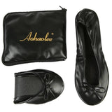 Black Foldable Ballet Flats with Carrying Case-1