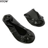 Black Foldable Ballet Flats with Carrying Case-2